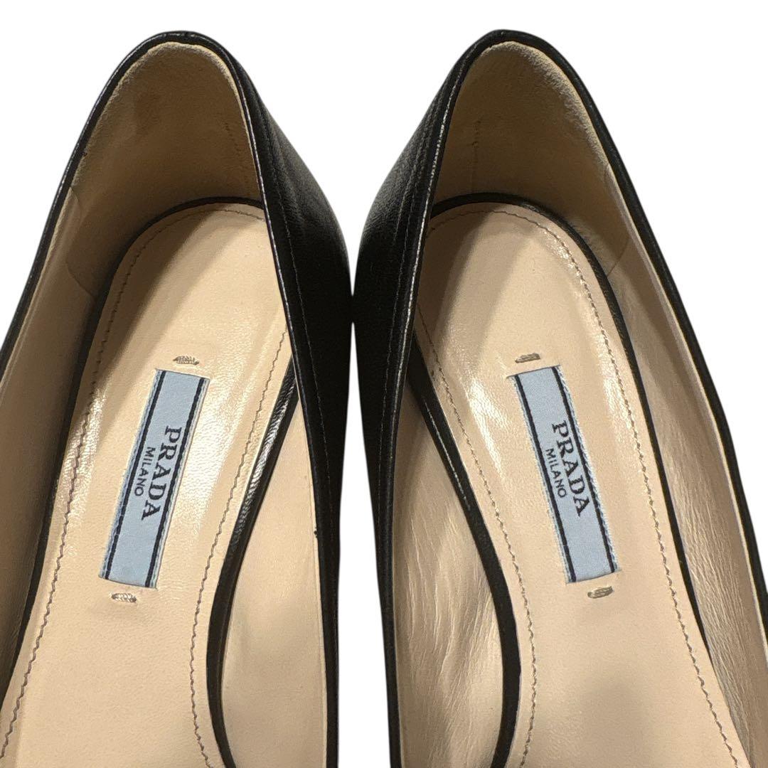 ［美品］PRADA プラダ パンプス リボン　黒　ブラック　24.5cm