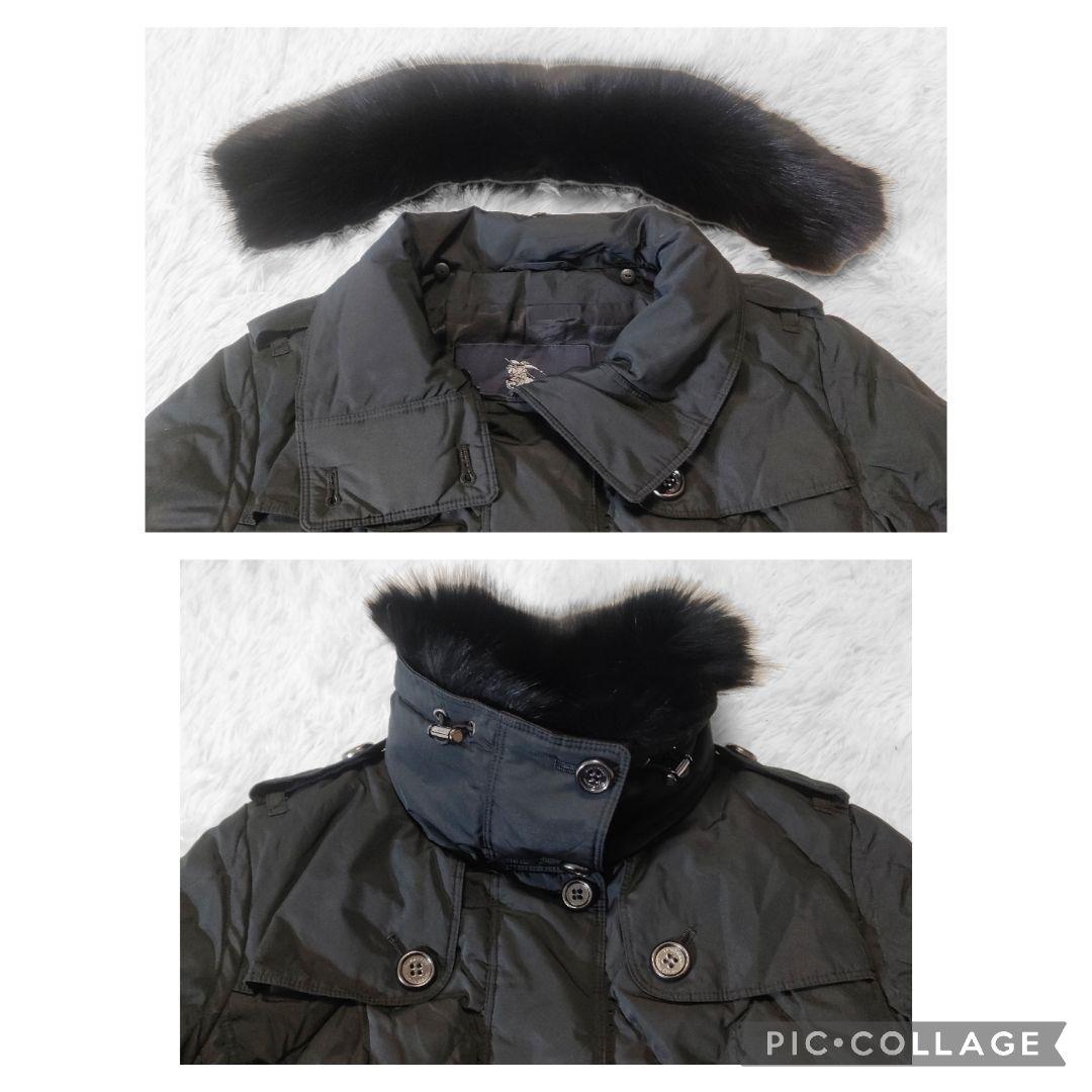 バーバリーロンドン ダウンコート フォックスファー シャドーチェック