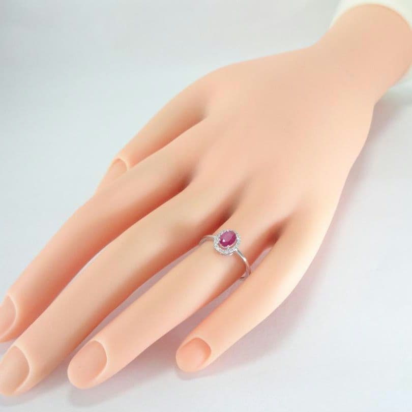 【美品】ルビー　ダイヤモンド　リング　0.45ct　0.09ct　K18WG