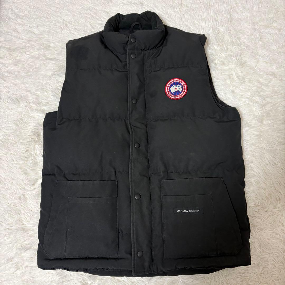 カナダグース ダウンベスト L ブラック 4154M ホログラム ワッペン CANADA GOOSE カナダグース Freestyle Vest スタンドカラー ダウン