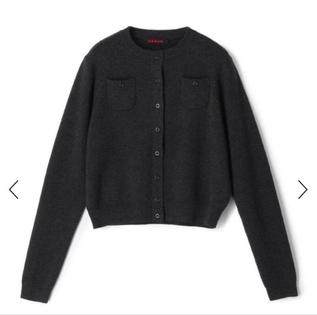 CABaN コットンカシミヤ　クルーネックカーディガン　チャコールグレー CABaN コットンカシミヤ ポケットクルーネックカーディガン （ニット