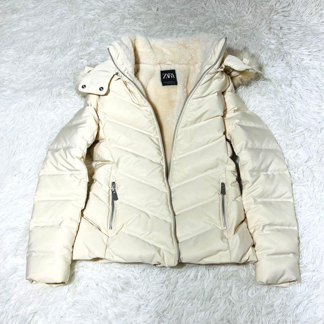 美品✨ ZARA 3way ホワイトダックダウンジャケット 裏ボア ファー取外