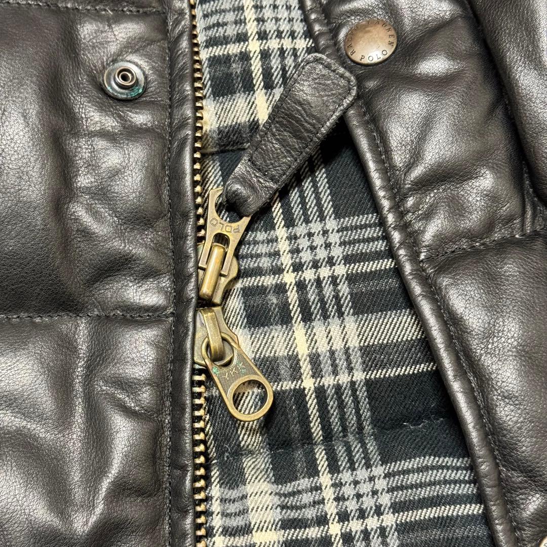 超希少 90s Ralph Lauren ラルフローレン レザーダウンベスト - メルカリ