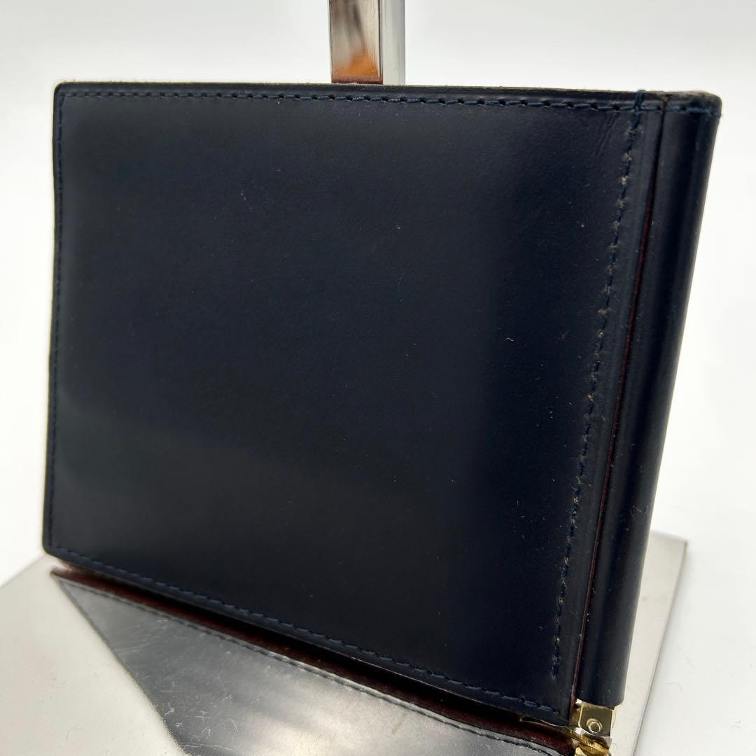 GANZO ガンゾ コードバン レザー マネークリップ　二つ折り ブラック SHELL CORDOVAN 2 (シェルコードバン2)コンパクトマネークリップ