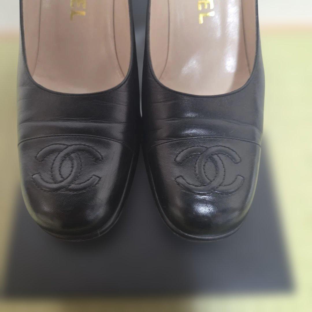 シャネル パンプス レザー ココマーク サイズ37.0 ブラック 24.0cm