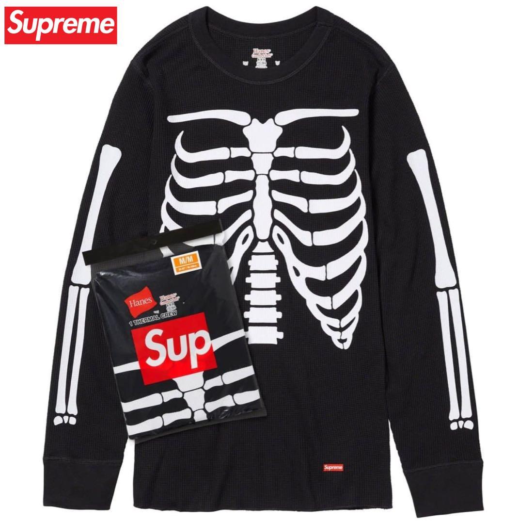 Supreme Hanes Bones Thermal ボーン 骨 サーマル 黒 SUPREME×Hanes(シュプリームヘインズ) Bones Thermal Crew ボーン