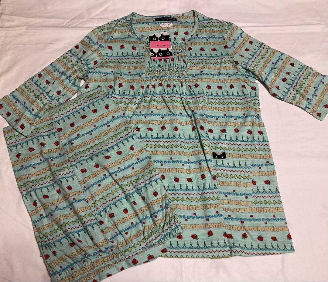 【新品】マタノアツコ　いちご柄　パジャマ M　黒猫 MEME ワコール ATSUKO MATANO by WACOAL ワコール レディース マタノアツコ