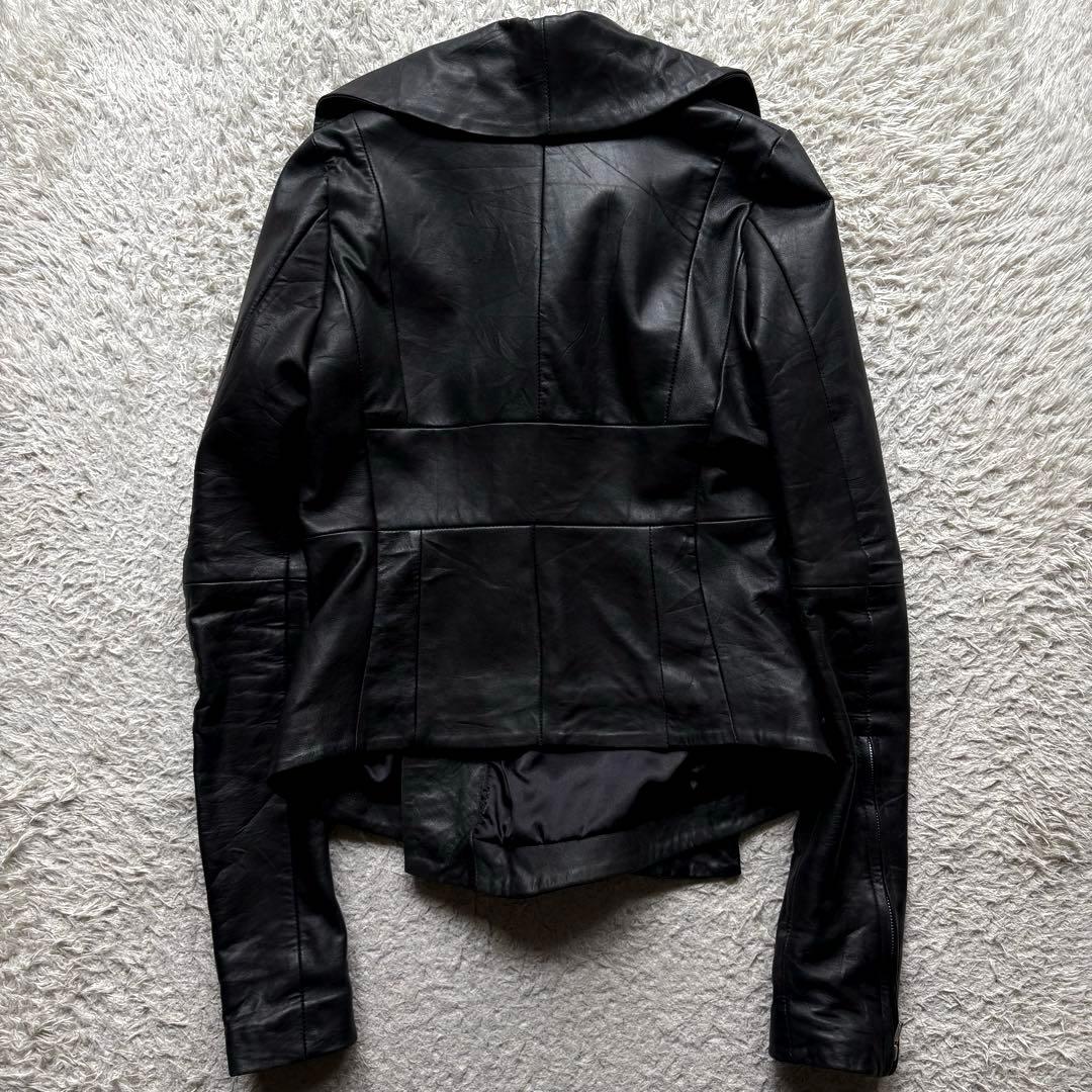 ☆羊革☆ EKAM ハイネック 変形 ライダース ジップアップ ダブル 黒 M