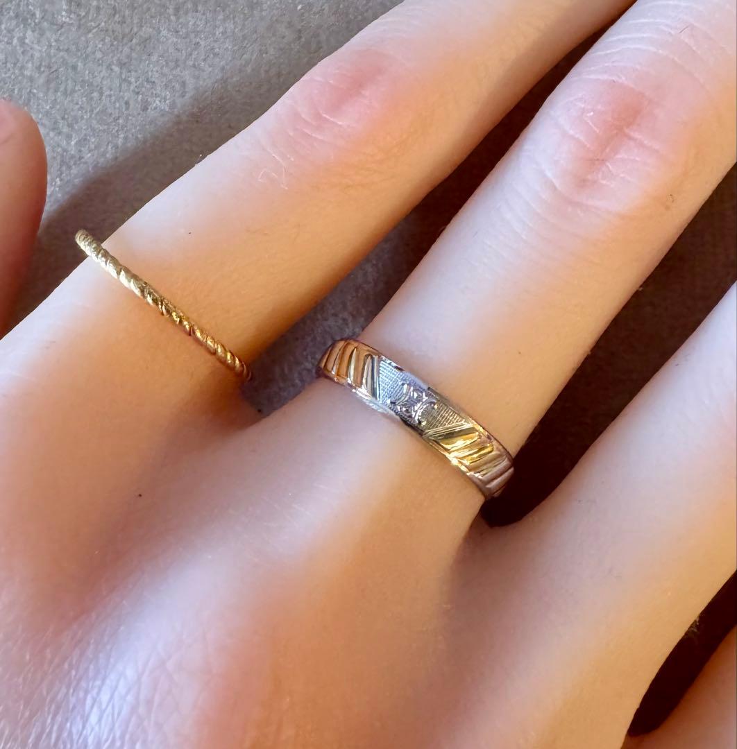 セリーヌ◇Pt850/K18YG*16号*マカダム*コンビリング*CELINE - メルカリ