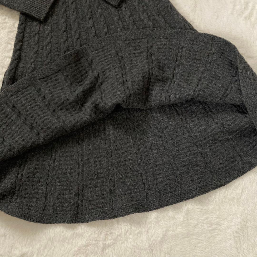 クリーニング済】ANAYI.カシミヤ混ケーブルニットワンピース フレア