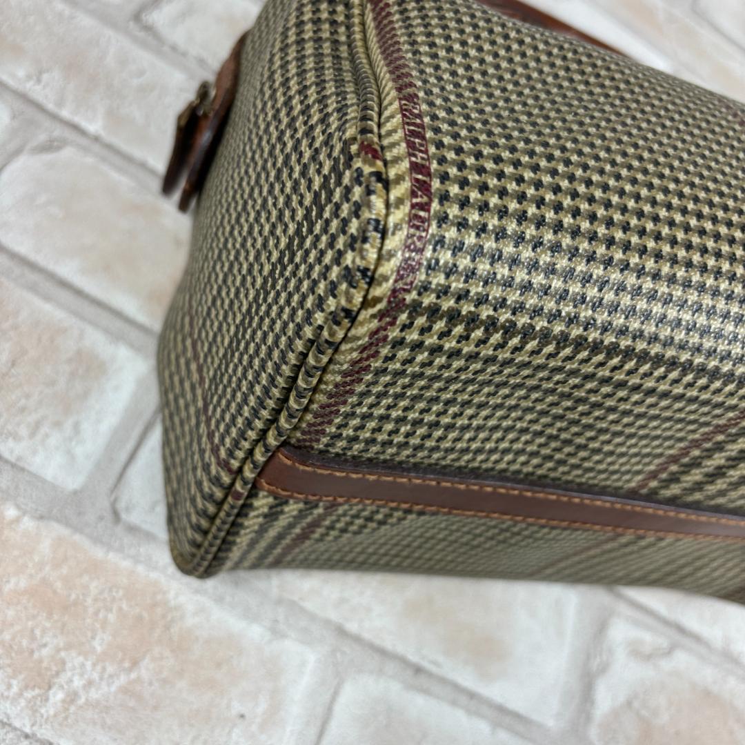 ポロラルフローレン 千鳥格子柄 総柄 ミニボストンバッグ PVCレザー
