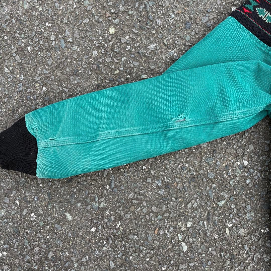 90s USA Carhartt アクティブジャケット ネイティブ柄 ターコイズ