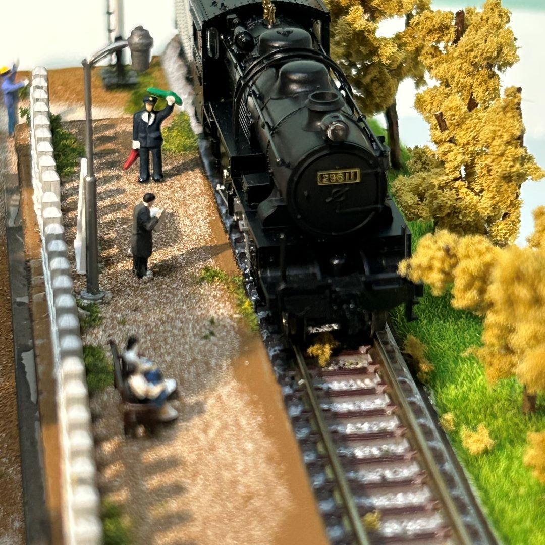 宗谷秋色　宗谷本線旧天塩中川駅　鉄道ジオラマ　Nゲージ　展示台 Nゲージ用 鉄道模型用ジオラマ展示台 37×26cm 木造駅舎とホームと2線