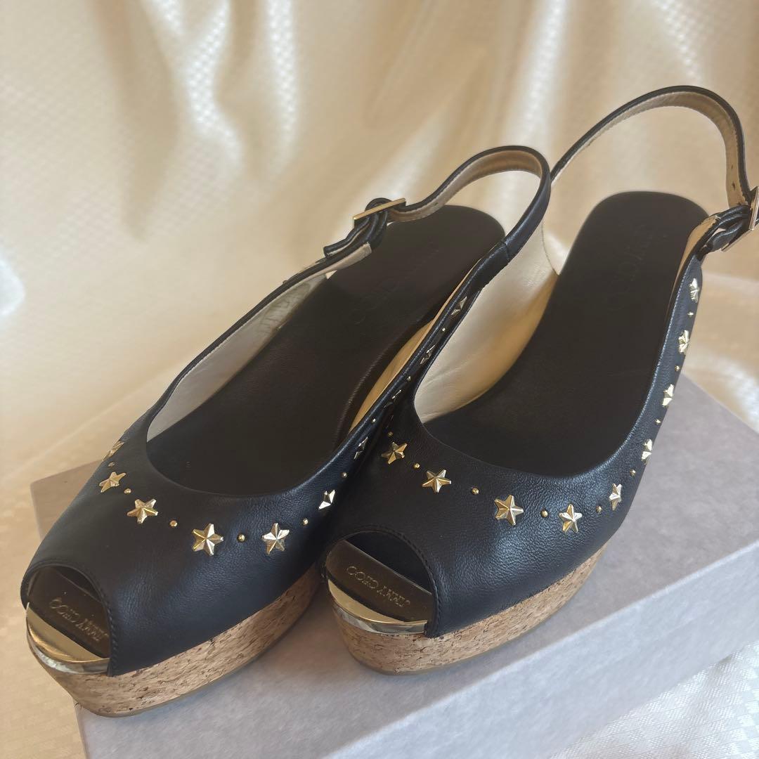 PHS  JIMMY CHOO ブラックオープントゥサンダル Jimmy Choo Azia 95mm スクエアトゥ サンダル | ブラック | FARFETCH JP