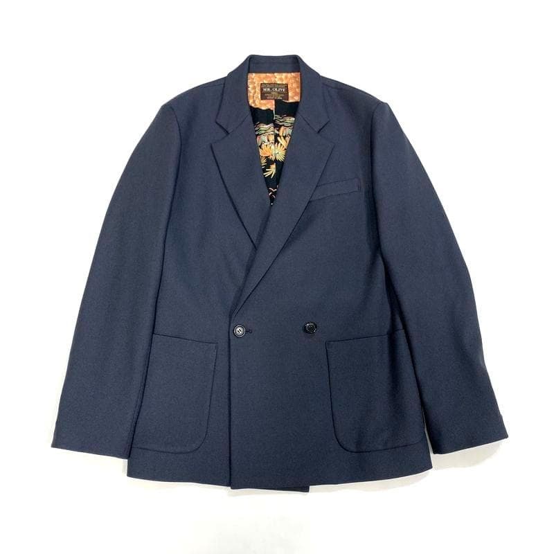 MR.OLIVE レトロポリエステル ダブル ジャケット スタプレパンツ 上下