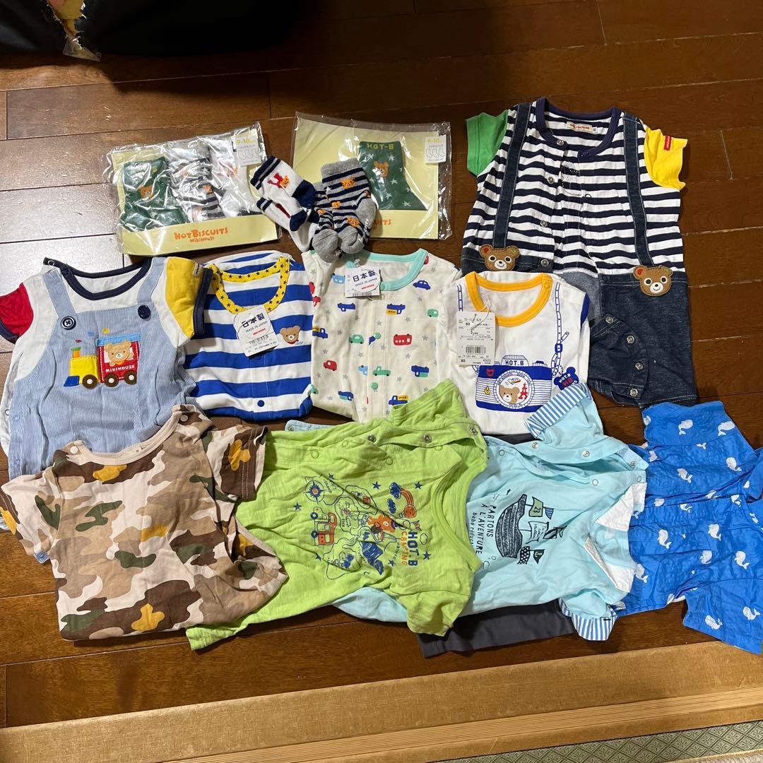 ミキハウス80新品たぐ付き3点ロンパース靴下おまけです。全部で15点値下げ中 WEB限定】ミキハウス ミキロゴ ロンパース WebLimited（80-90cm