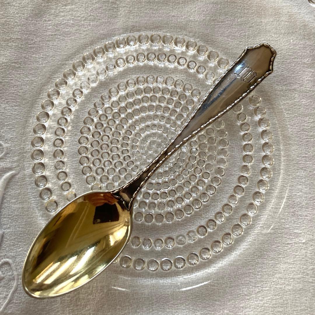 純銀　鍍金　Tiffany スプーンMarquise ティファニー「コーヒースプーン ” Marquise ” 1902年」《アンティック