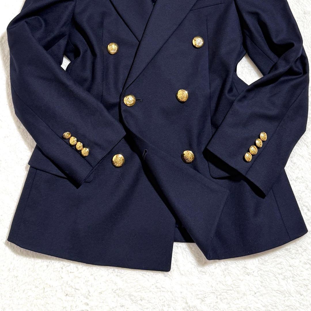 美品✨ ラルフローレン 紺ブレ ダブル 金ボタン ウール100％ 紺 M