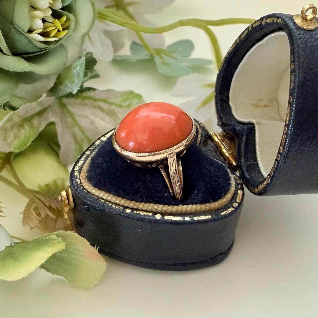 専用アンティークK14YG珊瑚サンゴリング　ミルグレインに手彫り　色の綺麗な珊瑚 楽天市場】リング 血赤 珊瑚 サンゴ さんご ダイヤ 18金 K18 指輪