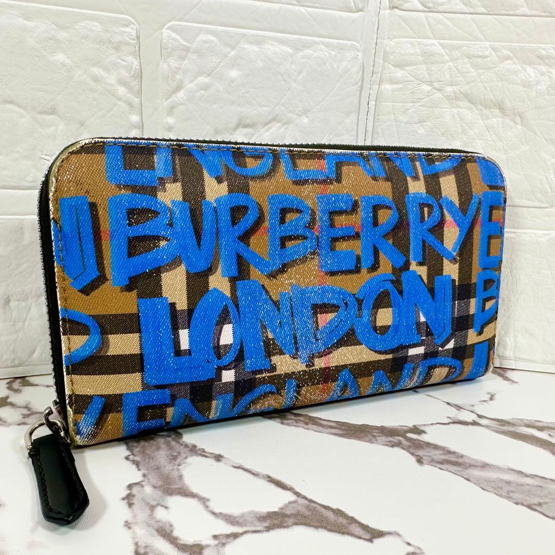 希少◎ バーバリー グラフィティ 長財布 ラウンドジップ ノバチェック