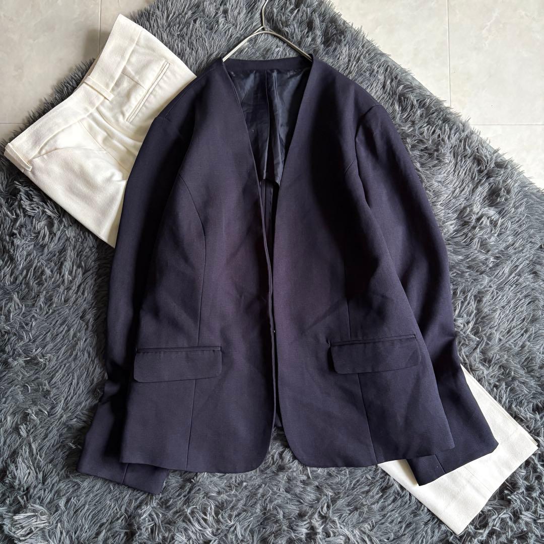 theory luxe ノーカラー ジャケット パンツスーツ セットアップ XL セットアップ3点セット】ノーカラー/ダブル/シングルテーラード