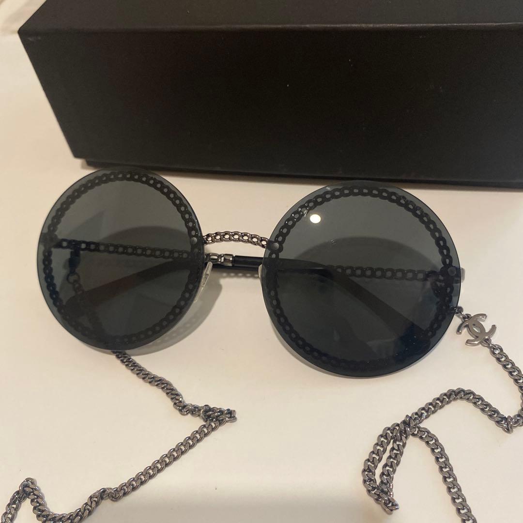 CHANEL チェーン　サングラス　4245 未使用 シャネル CHANEL ロゴ ラウンド シェイプ チェーン サングラス