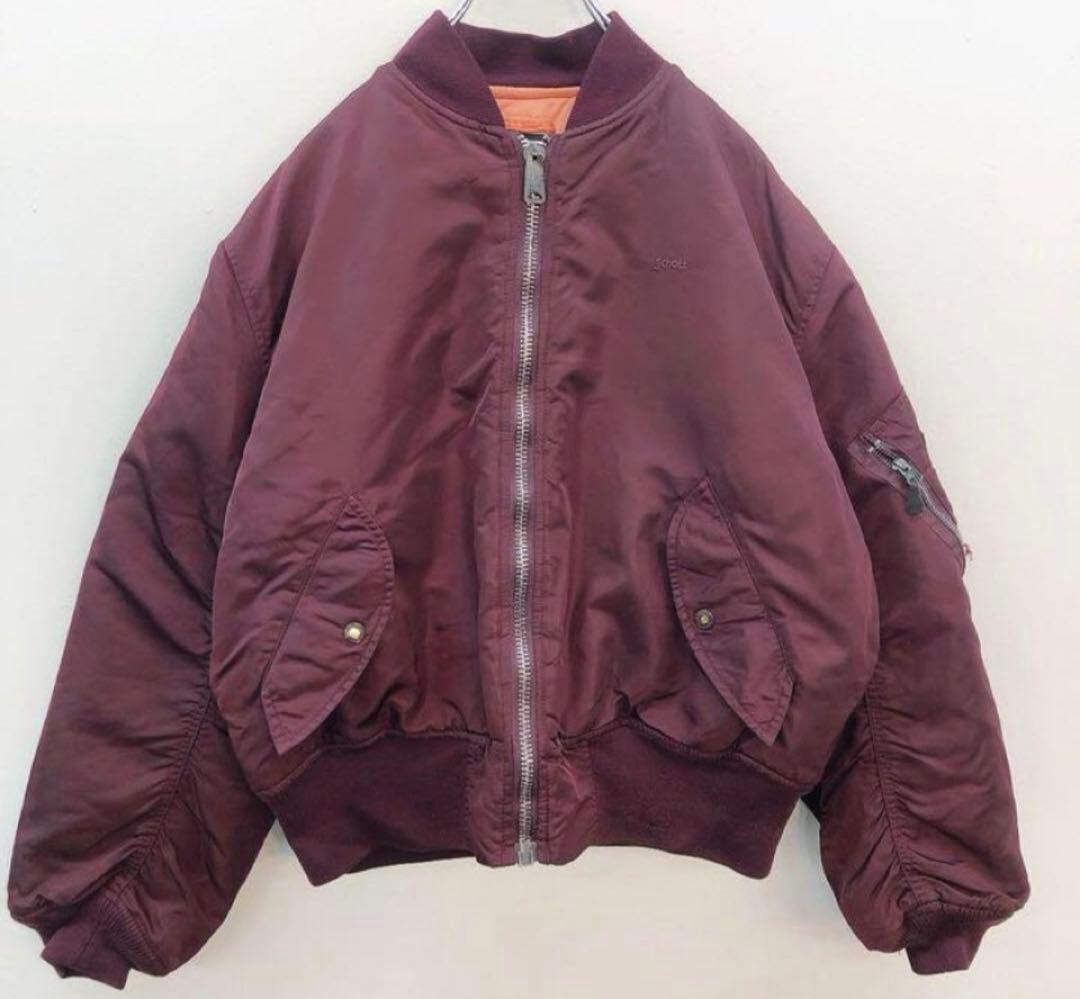 Schott MA-1 フライトジャケット えんじ ブルゾン Schott N.Y.C（ショット） 古着 民間品 SCHOTT MA-1タイプ 中綿入り