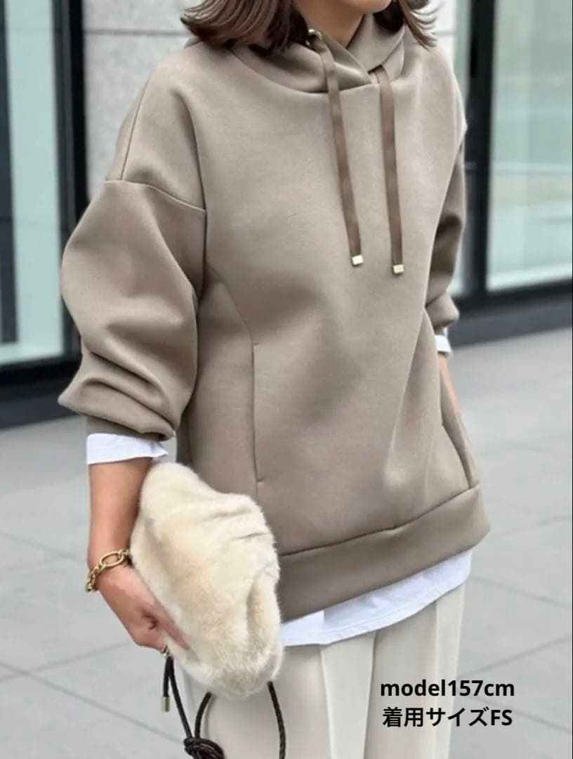 Emma Taylor エマテイラー サイドジップダンボールニットフー　モカ 大人フーディー】サイドジップダンボールニットフーディー Emma Taylor