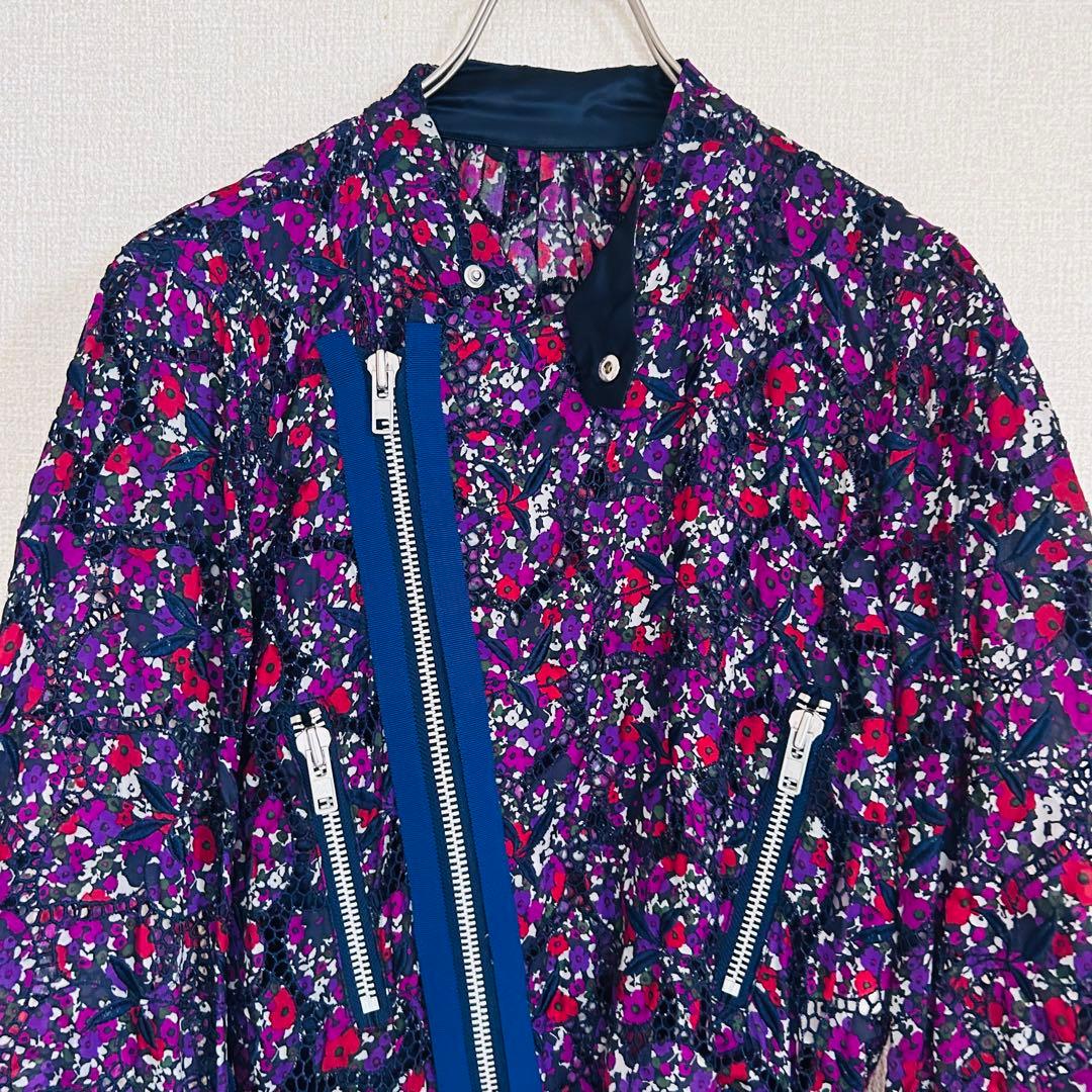 美品】 Sacai サカイ 花柄 レース 総柄 ライダースジャケット 希少品