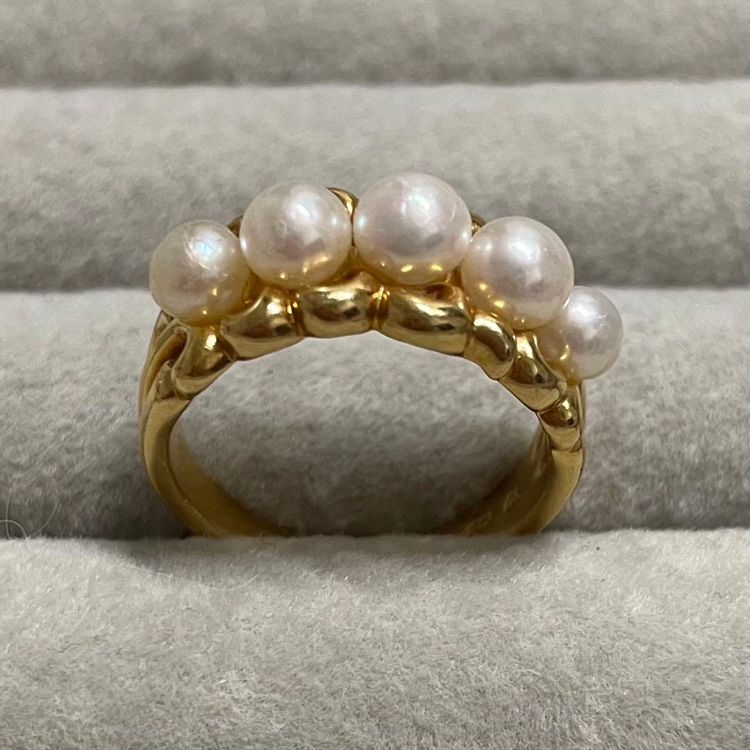 K18 ゴールド パール リング 指輪 6.0g 約11号