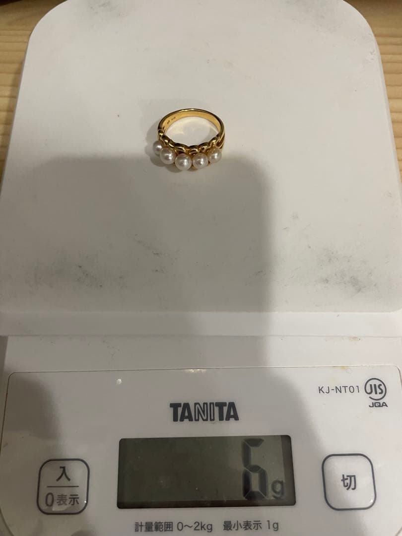 K18 ゴールド パール リング 指輪 6.0g 約11号