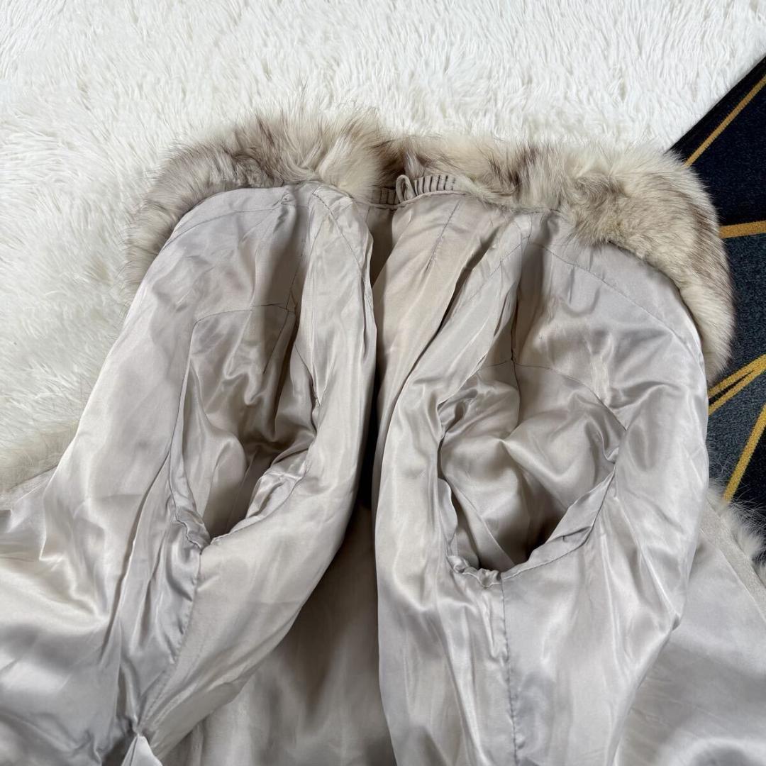 総丈118㎝ ブルーフォックス ファーコート 本毛皮 ロング XXL AA254