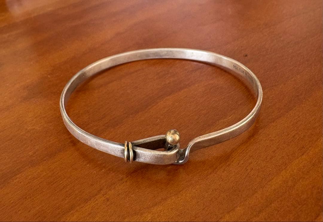 ティファニー　フックアンドアイ　バングル 希少な1997年製ティファニー18金ゴールド＆シルバーフック＆アイ