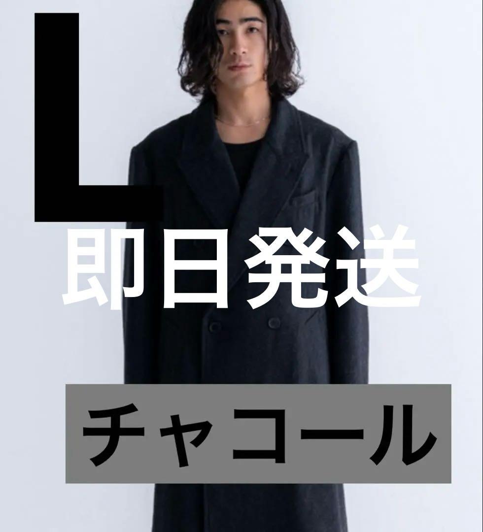 sinss クラシック ウール ブレンド ツイード コート チャコール L