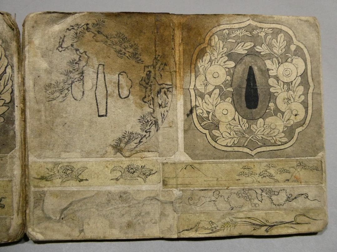 江戸時代 金工師による刀装具下絵帳 ◇武具意匠の貴重資料 鍔・縁頭