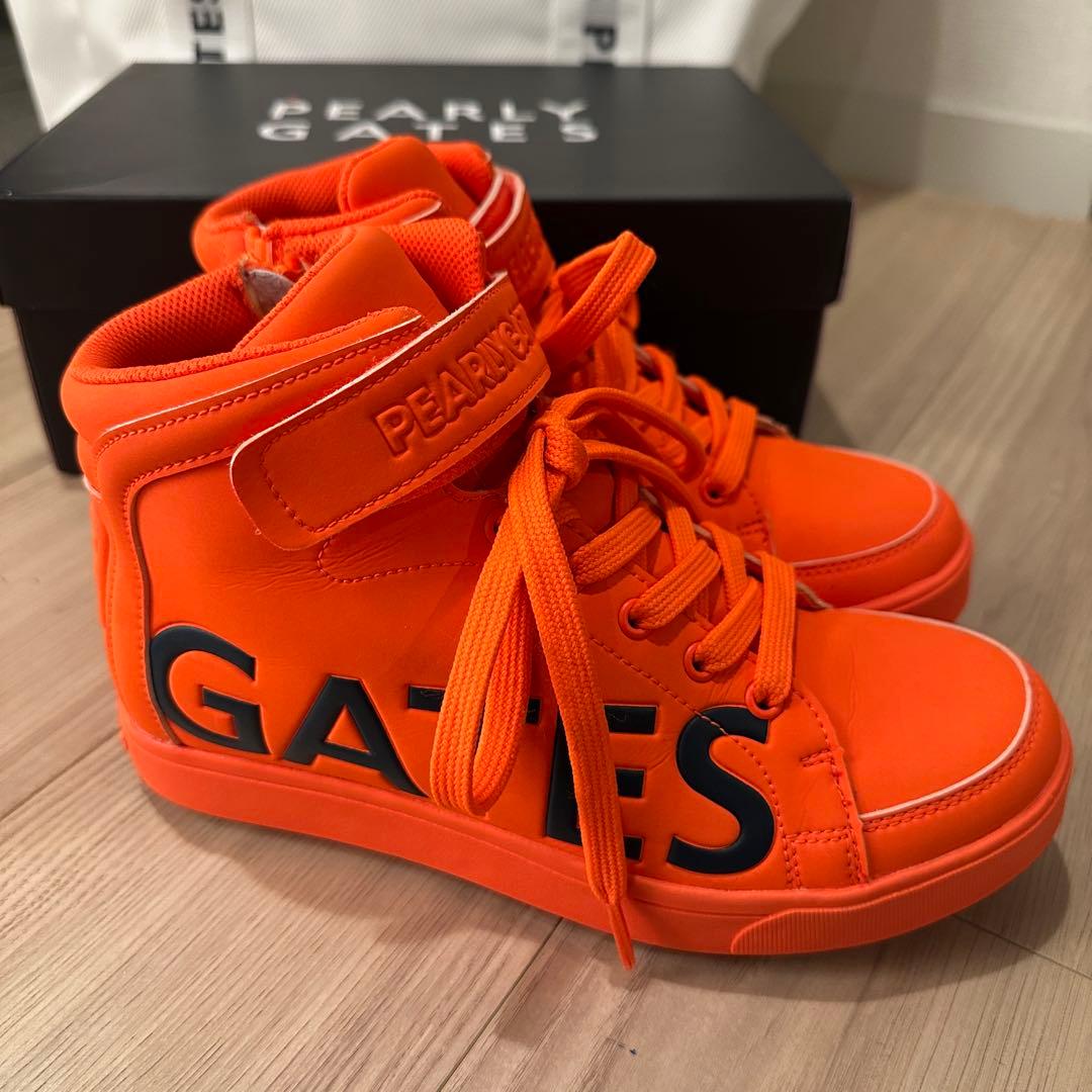 超美品】パーリーゲイツ ゴルフシューズ ハイカット オレンジ 22.5cm