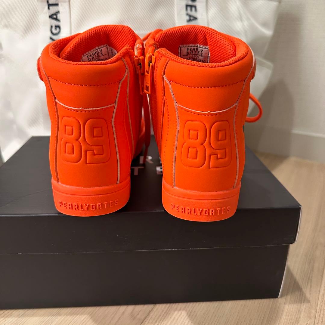 超美品】パーリーゲイツ ゴルフシューズ ハイカット オレンジ 22.5cm