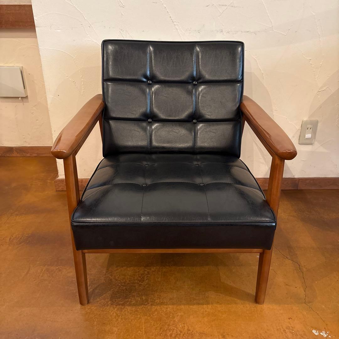 カリモク60 1人掛けソファ 黒② カリモク60 Kチェア2シーター ブラックブラック/リビングテーブル小