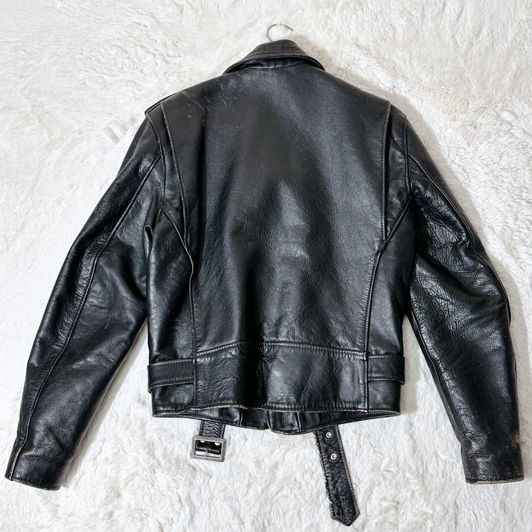 希少 666 初期 死神タグ レザー ダブル ライダースジャケット 黒 M 36