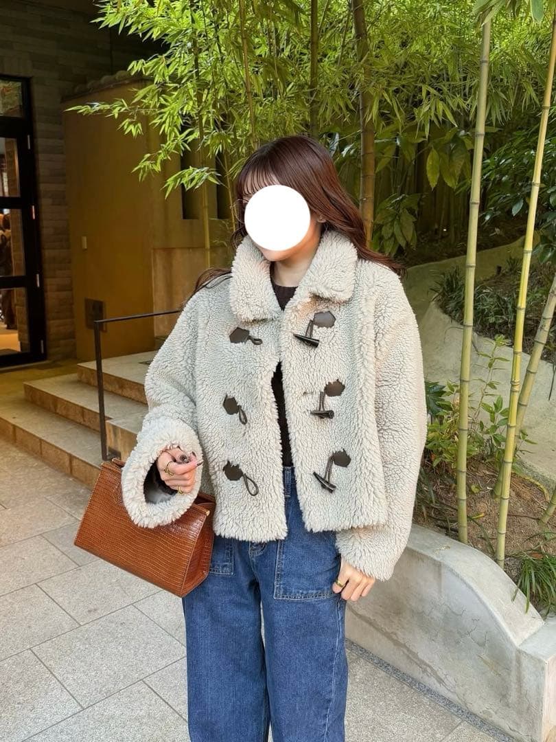 INTERFACTORY ゆづき ラメボアスタンドジャケットグレイッシュベージュ