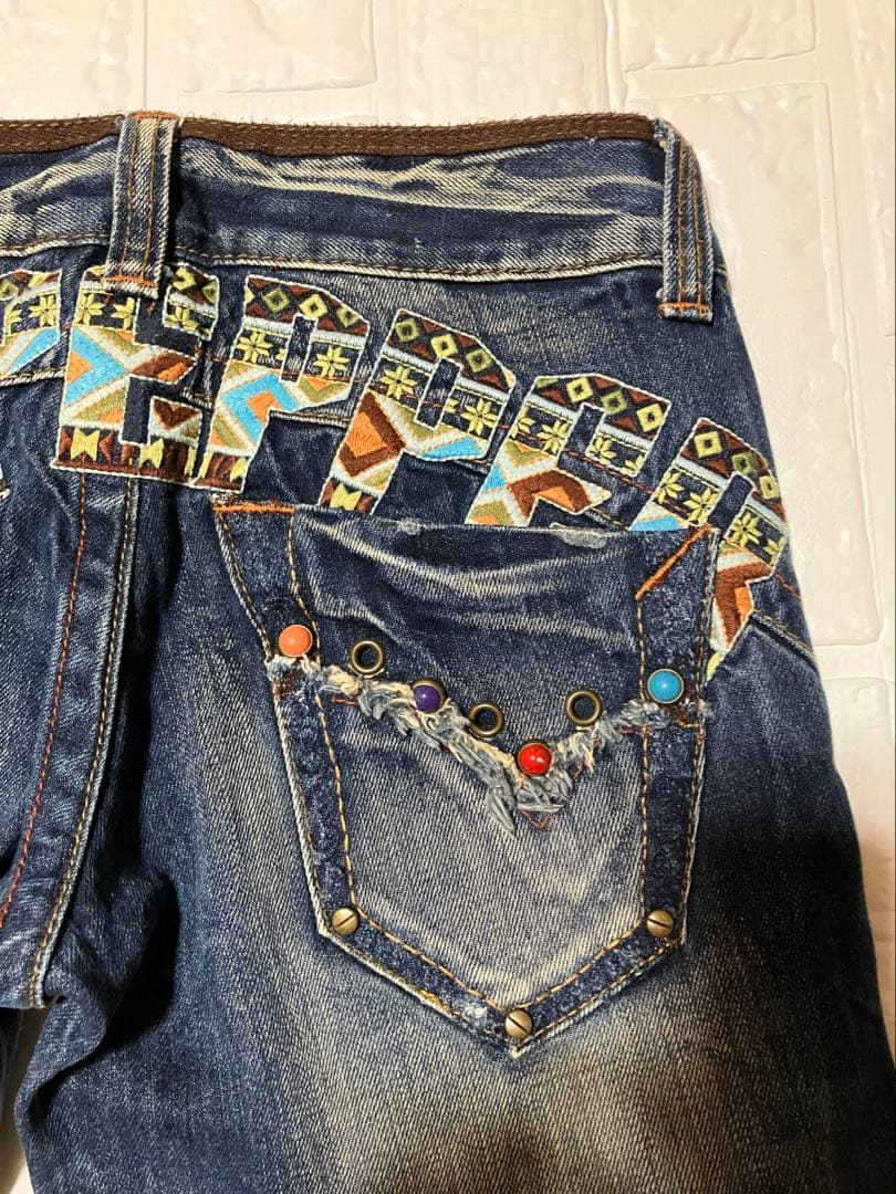 レッドペッパー y2k 平成ギャル 刺繍 フェード ブーツカットデニム26