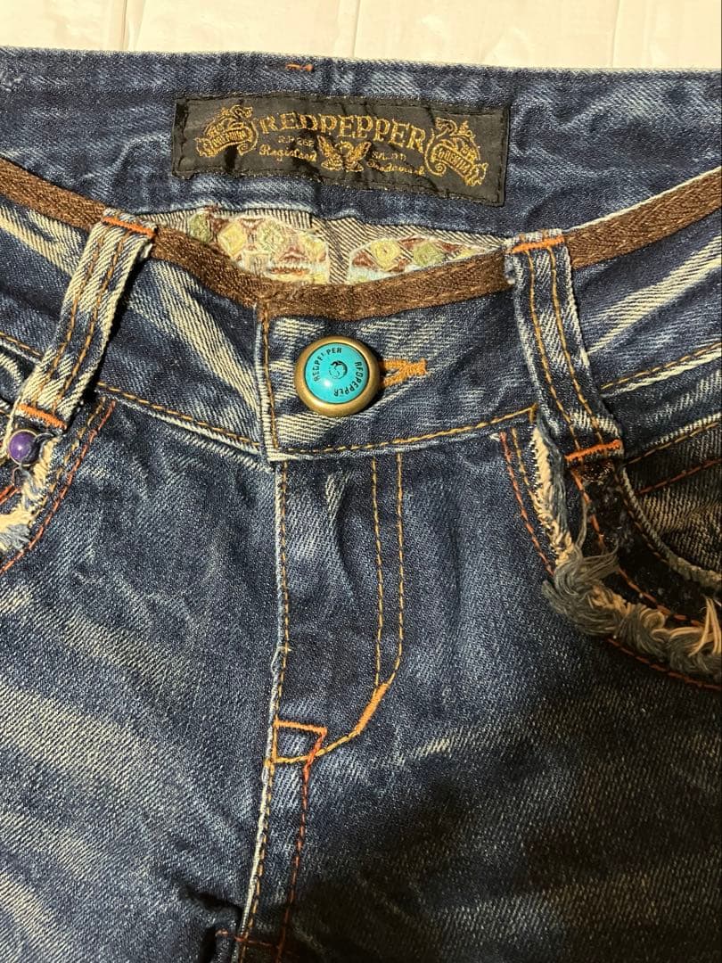 レッドペッパー y2k 平成ギャル 刺繍 フェード ブーツカットデニム26