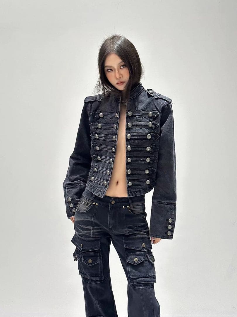 極希少】ナポレオンジャケット デニム Y2K グランジ Opium ギャル