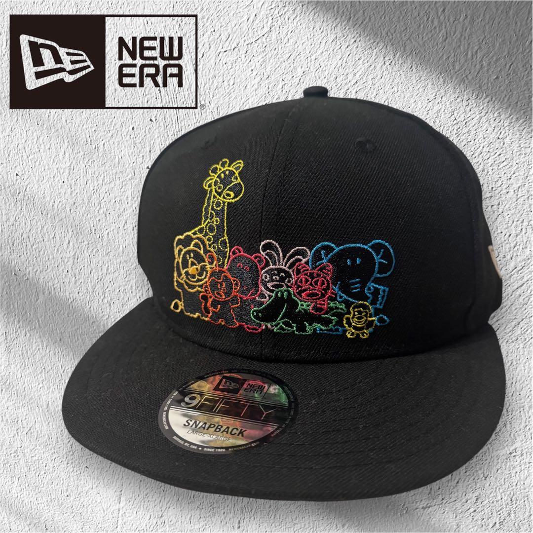 【希少】NEW ERA ニューエラ　9FIFTY たべっ子どうぶつ コラボ　美品 キッズ Youth 9FIFTY たべっ子どうぶつ オールオーバー ブラック