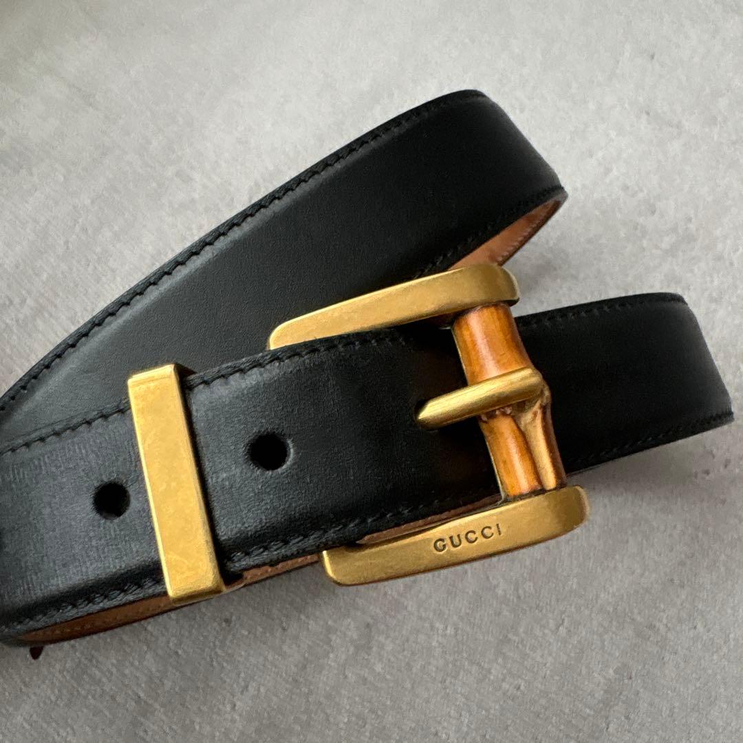 GUCCI ブラック レザーベルト - メルカリ
