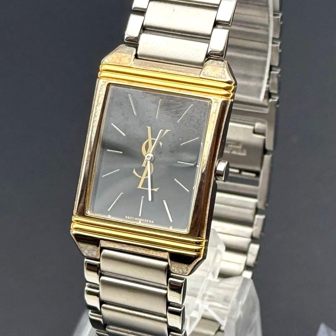 イヴサンローラン✨YSL クォーツ 腕時計 コンビカラー クォーツ スクエア Yves Saint Laurent YSL イヴ・サンローラン スクエア ウォッチ 腕時計