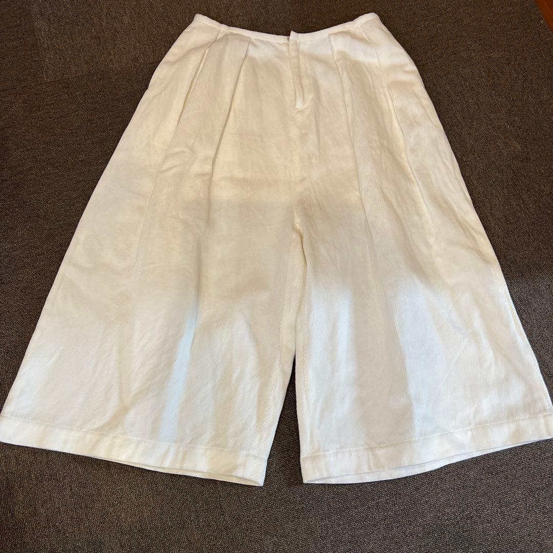 ゴーシュ　ガウチョウパンツ　白 KOEISTORE（コウエイストア） 裏起毛 カーブパンツ ワイドパンツ