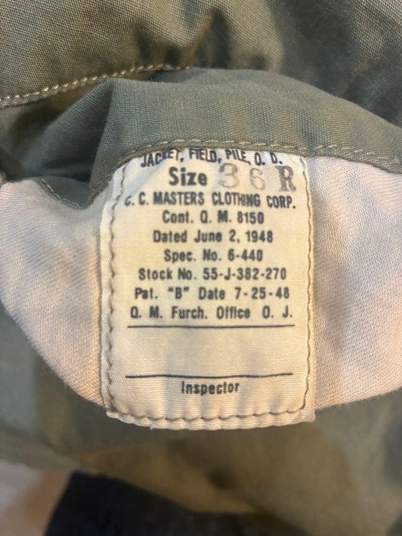 m43 パイルライナージャケット　c.c.masters US ARMY