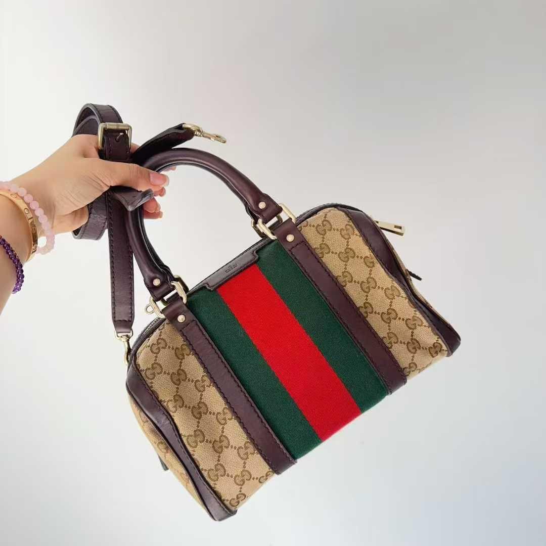 Gucci ボストンバッグ ベージュ/グリーン/レッド