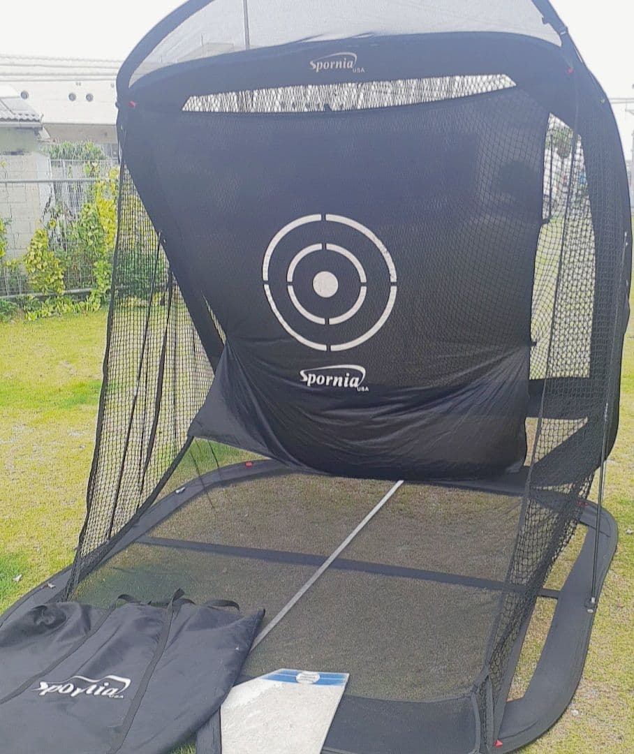 Spornia バッティングネット 黒 収納バッグ付き　野球　ゴルフ　スポーツ Spornia コンパクトサイズ 正規店の安心保証 ゴルフネット 30秒設置